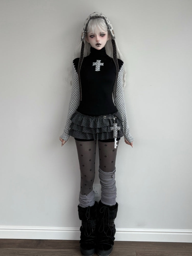 Cross Stitch Patchwork Polka Dot Base Cake Dress【s0000015663】