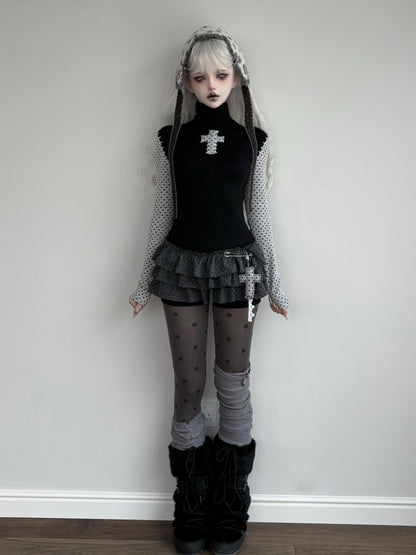 Cross Stitch Patchwork Polka Dot Base Cake Dress【s0000015663】
