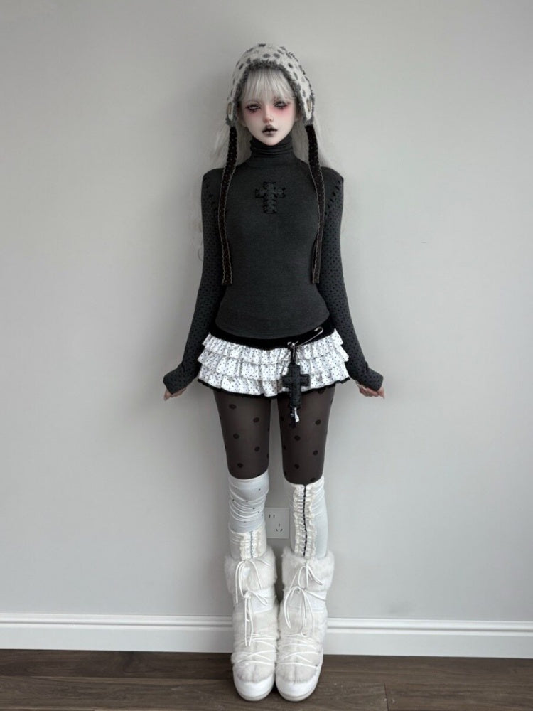 Cross Stitch Patchwork Polka Dot Base Cake Dress【s0000015663】