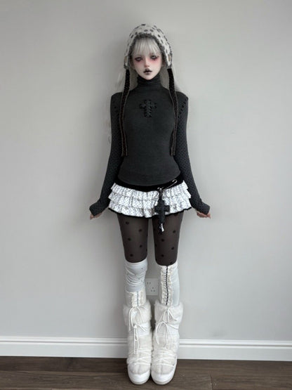 Cross Stitch Patchwork Polka Dot Base Cake Dress【s0000015663】