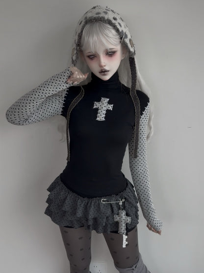 Cross Stitch Patchwork Polka Dot Base Cake Dress【s0000015663】