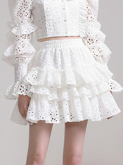 French Girly Square Neck Pure White Lace Set【s0000015778】