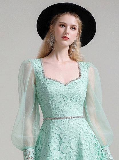 French Elegant Square Neck Chain Decoration Dress【s0000015784】