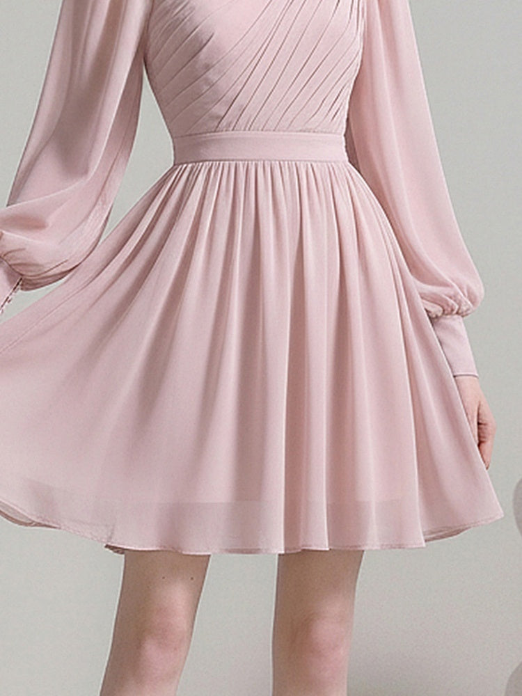 Romantic Slanted Shoulder Diamond Chain Mini Dress【s0000015787】