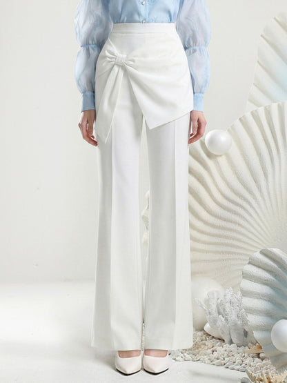 Puff Sleeve Print Blouse & Semi-Flared Long Pants Set【s0000015805】