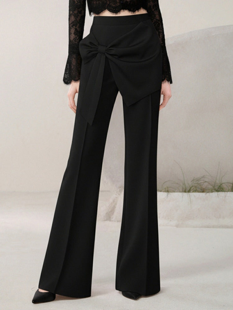 Stand Collar Lace Blouse & Semi-Flared Long Pants Set【s0000015807】