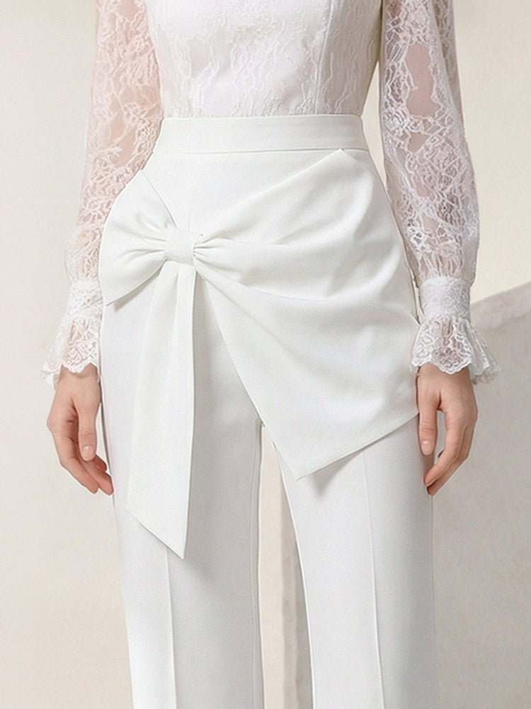 Slim Lace Blouse & Semi-Flared Long Pants Set【s0000015808】