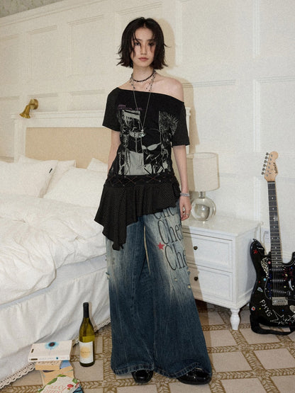 Chemical Girl × NANA Collaboration High-Waisted Wide-Leg Big Flared Jeans【s0000016011】