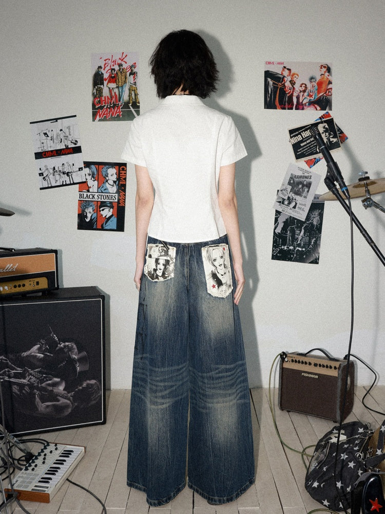 Chemical Girl × NANA Collaboration High-Waisted Wide-Leg Big Flared Jeans【s0000016011】