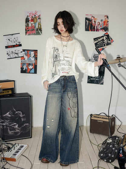 Chemical Girl × NANA Collaboration High-Waisted Wide-Leg Big Flared Jeans【s0000016011】