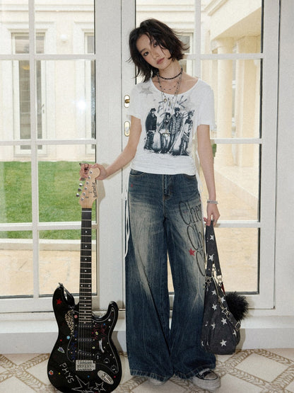 Chemical Girl × NANA Collaboration High-Waisted Wide-Leg Big Flared Jeans【s0000016011】