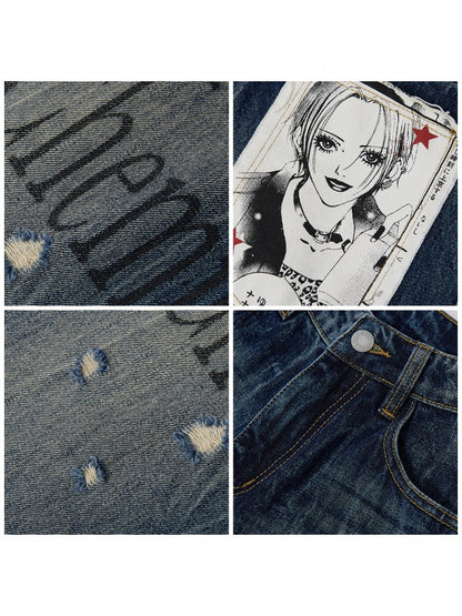 Chemical Girl × NANA Collaboration High-Waisted Wide-Leg Big Flared Jeans【s0000016011】
