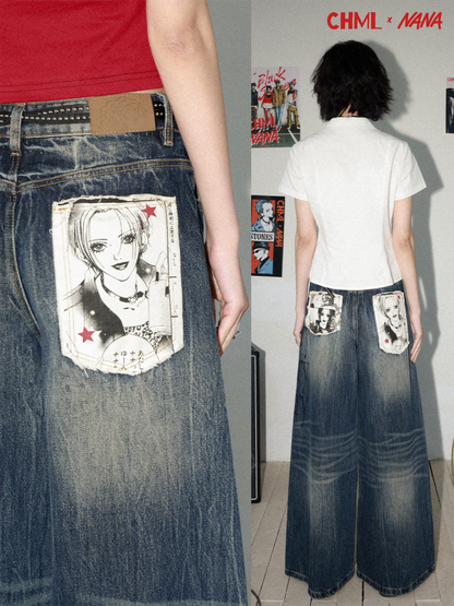 Chemical Girl × NANA Collaboration High-Waisted Wide-Leg Big Flared Jeans【s0000016011】