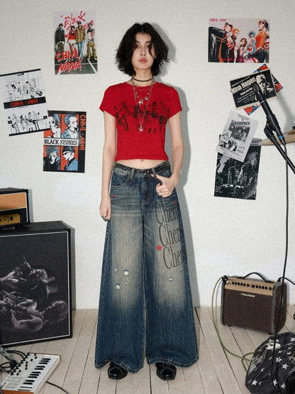 Chemical Girl × NANA Collaboration High-Waisted Wide-Leg Big Flared Jeans【s0000016011】