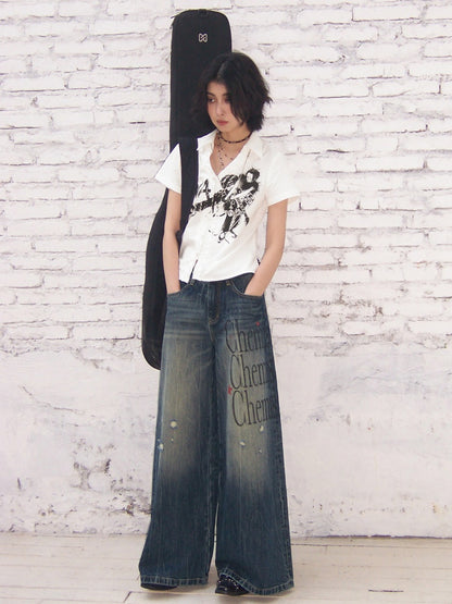 Chemical Girl × NANA Collaboration High-Waisted Wide-Leg Big Flared Jeans【s0000016011】