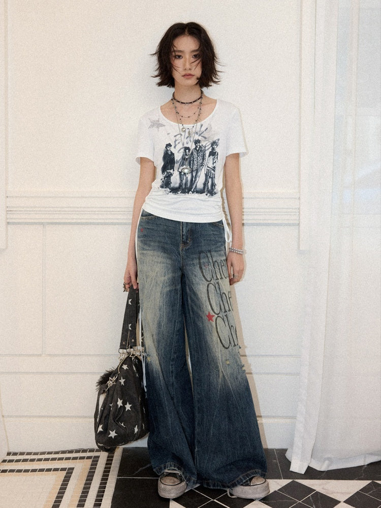 Chemical Girl × NANA Collaboration High-Waisted Wide-Leg Big Flared Jeans【s0000016011】