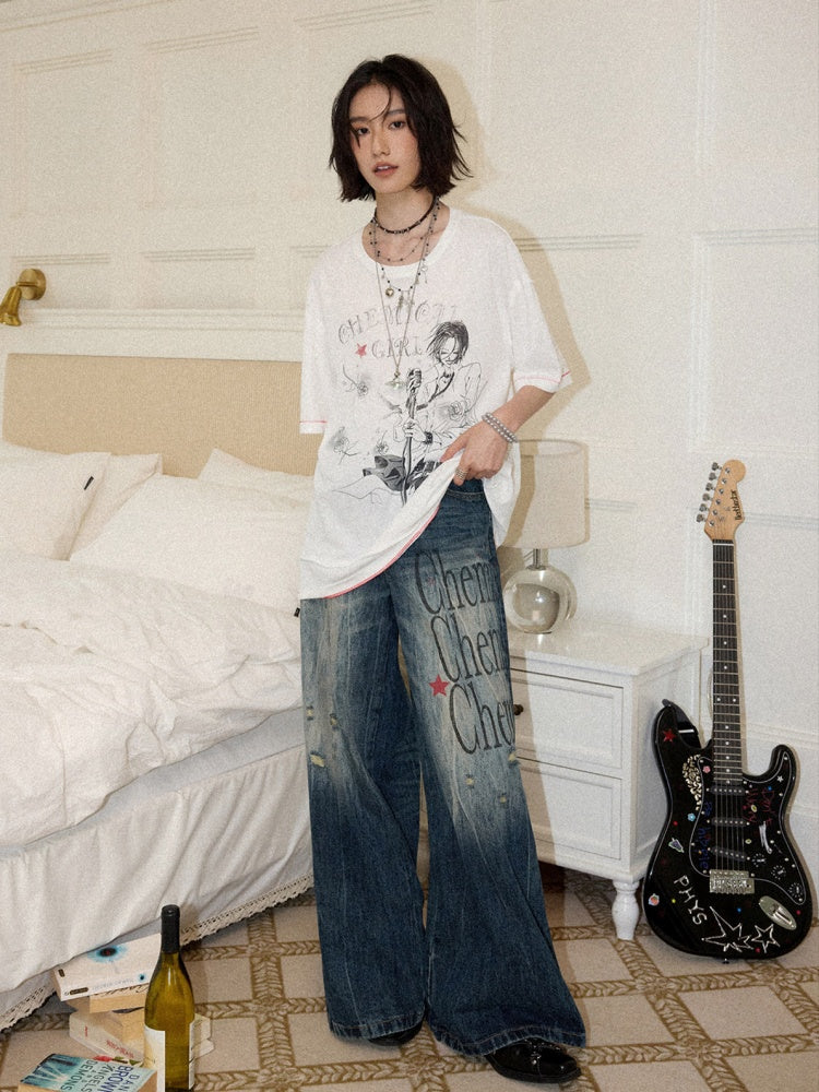 Chemical Girl × NANA Collaboration High-Waisted Wide-Leg Big Flared Jeans【s0000016011】