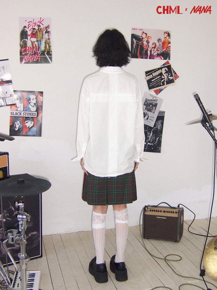 Chemical Girl × NANA Collaboration Vintage Printed Loose Long Sleeve Raw Edge Shirt【s0000016012】
