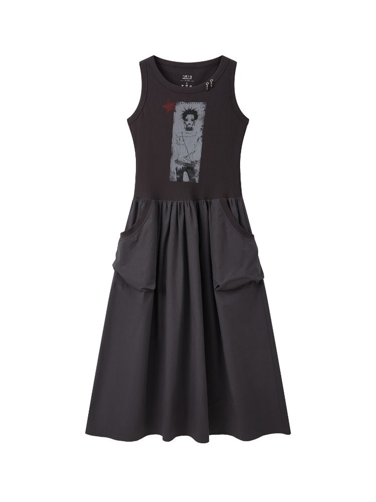 Chemical Girl × NANA Collaboration Character Print Silhouette Patchwork Sleeveless Dress【s0000016013】