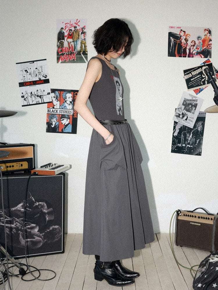 Chemical Girl × NANA Collaboration Character Print Silhouette Patchwork Sleeveless Dress【s0000016013】