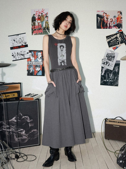 Chemical Girl × NANA Collaboration Character Print Silhouette Patchwork Sleeveless Dress【s0000016013】
