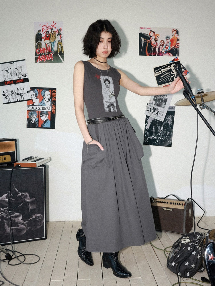 Chemical Girl × NANA Collaboration Character Print Silhouette Patchwork Sleeveless Dress【s0000016013】