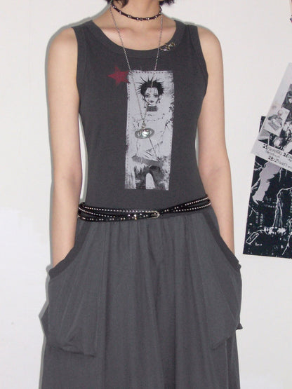Chemical Girl × NANA Collaboration Character Print Silhouette Patchwork Sleeveless Dress【s0000016013】