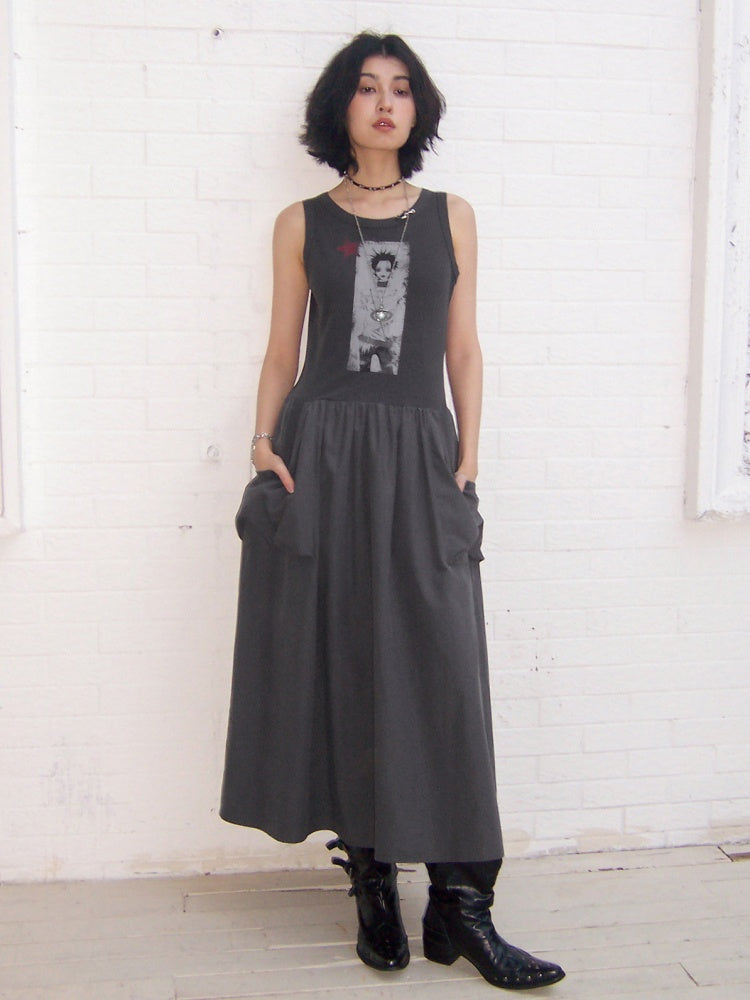 Chemical Girl × NANA Collaboration Character Print Silhouette Patchwork Sleeveless Dress【s0000016013】