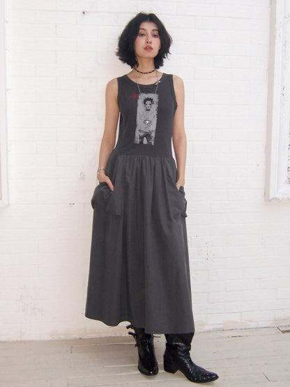 Chemical Girl × NANA Collaboration Character Print Silhouette Patchwork Sleeveless Dress【s0000016013】