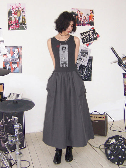 Chemical Girl × NANA Collaboration Character Print Silhouette Patchwork Sleeveless Dress【s0000016013】