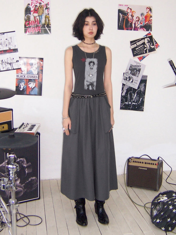 Chemical Girl × NANA Collaboration Character Print Silhouette Patchwork Sleeveless Dress【s0000016013】