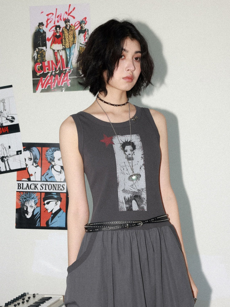 Chemical Girl × NANA Collaboration Character Print Silhouette Patchwork Sleeveless Dress【s0000016013】