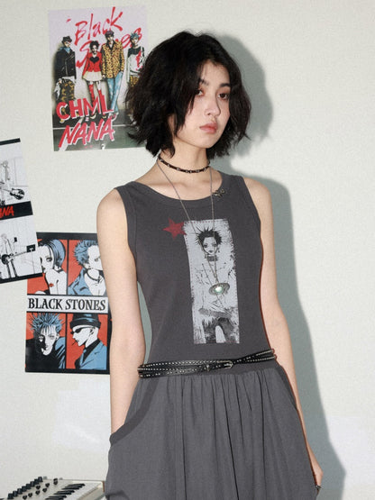 Chemical Girl × NANA Collaboration Character Print Silhouette Patchwork Sleeveless Dress【s0000016013】