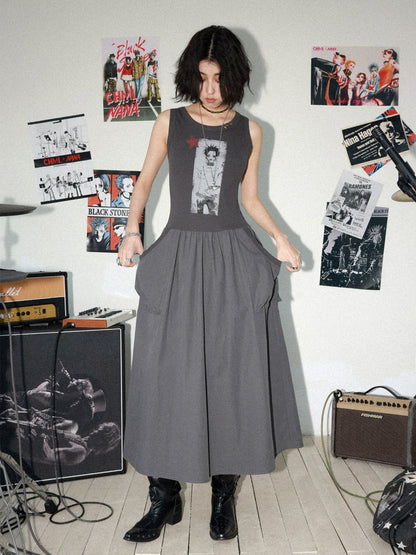 Chemical Girl × NANA Collaboration Character Print Silhouette Patchwork Sleeveless Dress【s0000016013】