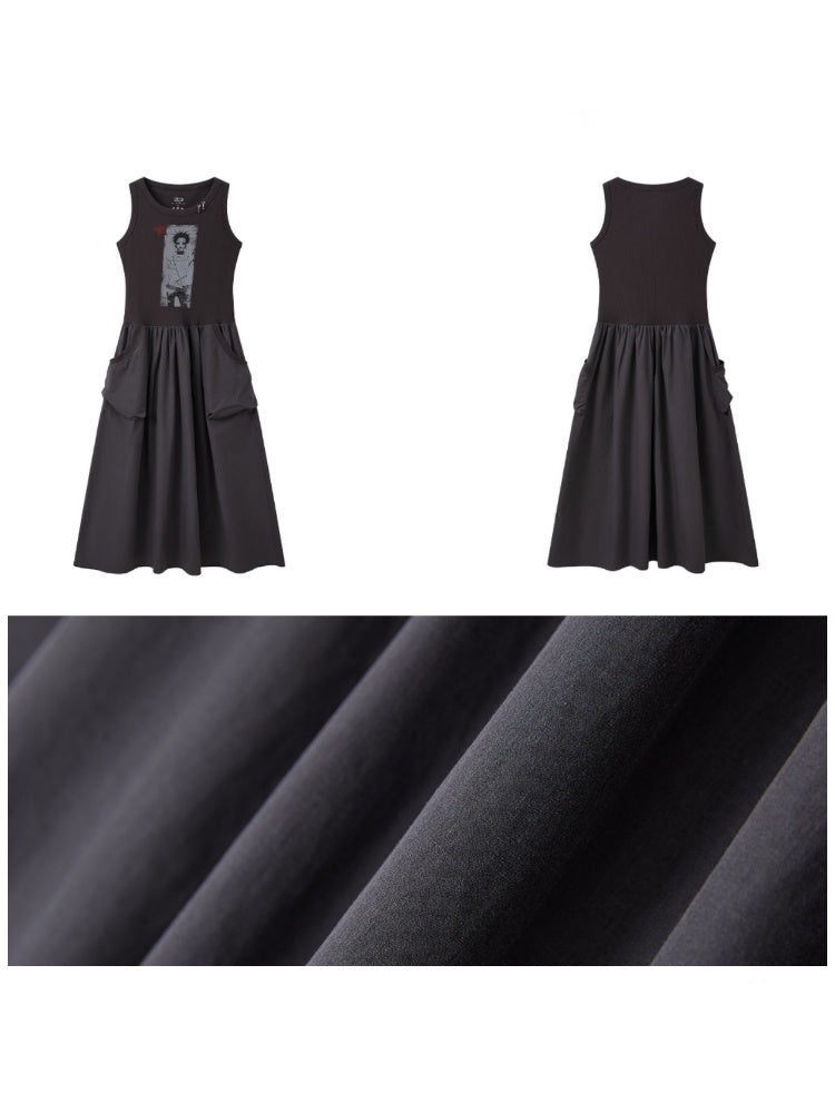 Chemical Girl × NANA Collaboration Character Print Silhouette Patchwork Sleeveless Dress【s0000016013】