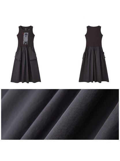 Chemical Girl × NANA Collaboration Character Print Silhouette Patchwork Sleeveless Dress【s0000016013】