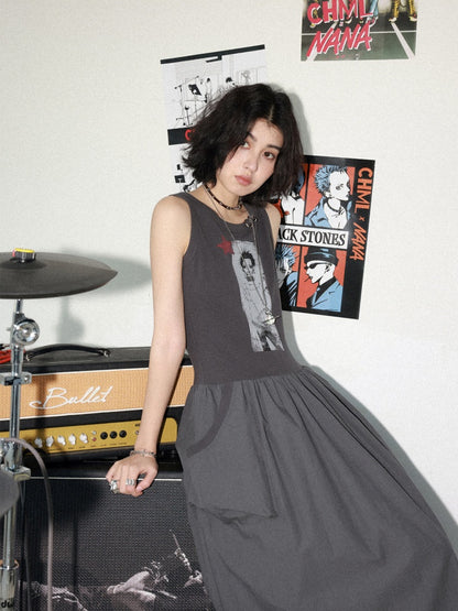 Chemical Girl × NANA Collaboration Character Print Silhouette Patchwork Sleeveless Dress【s0000016013】