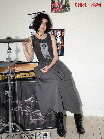 Chemical Girl × NANA Collaboration Character Print Silhouette Patchwork Sleeveless Dress【s0000016013】