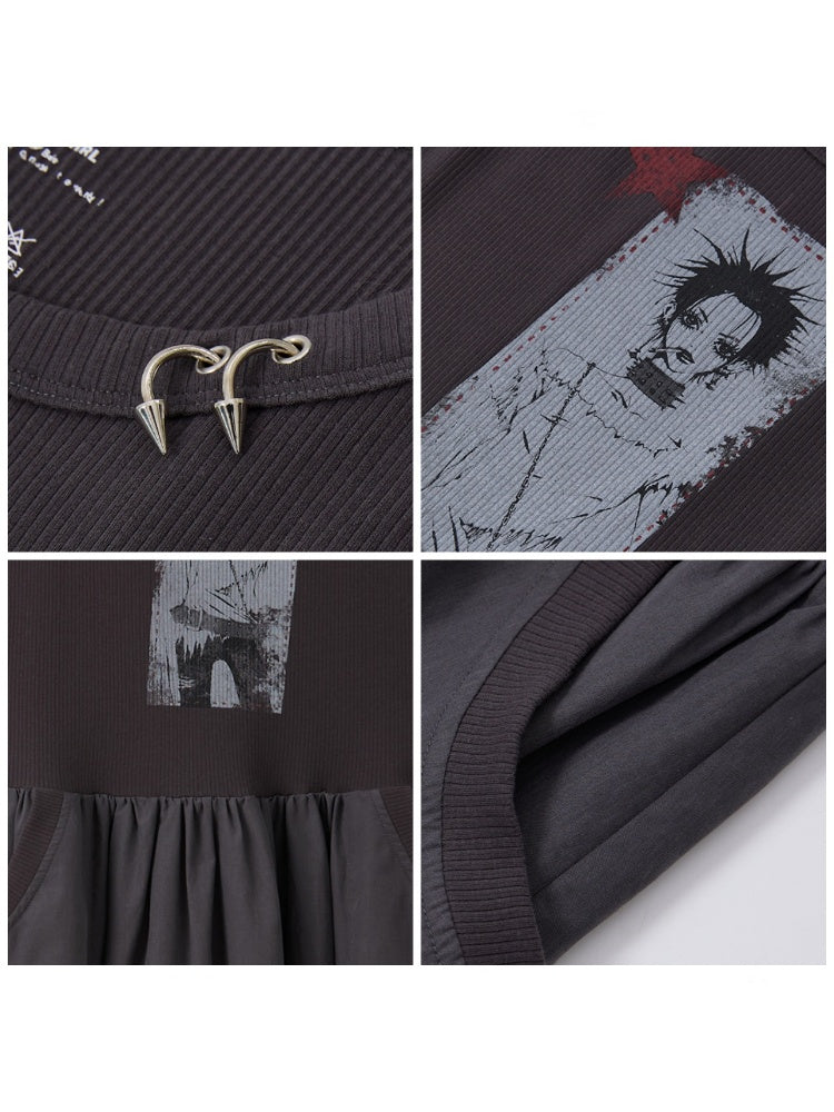 Chemical Girl × NANA Collaboration Character Print Silhouette Patchwork Sleeveless Dress【s0000016013】