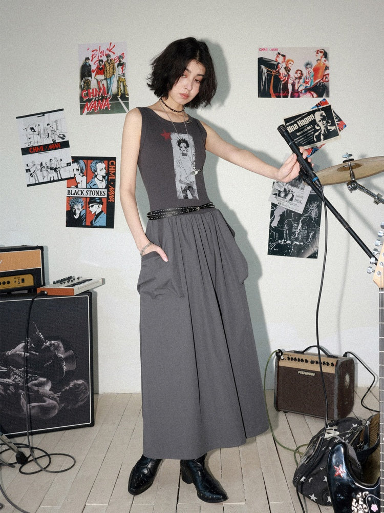 Chemical Girl × NANA Collaboration Character Print Silhouette Patchwork Sleeveless Dress【s0000016013】