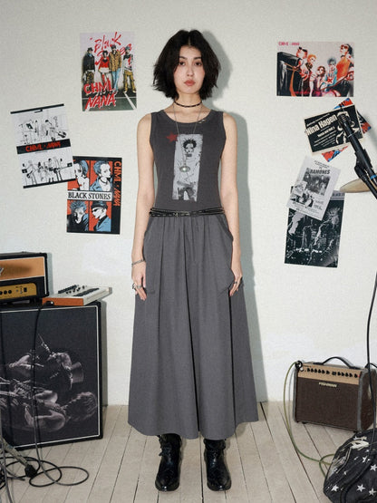Chemical Girl × NANA Collaboration Character Print Silhouette Patchwork Sleeveless Dress【s0000016013】