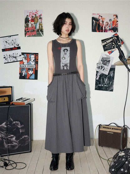 Chemical Girl × NANA Collaboration Character Print Silhouette Patchwork Sleeveless Dress【s0000016013】