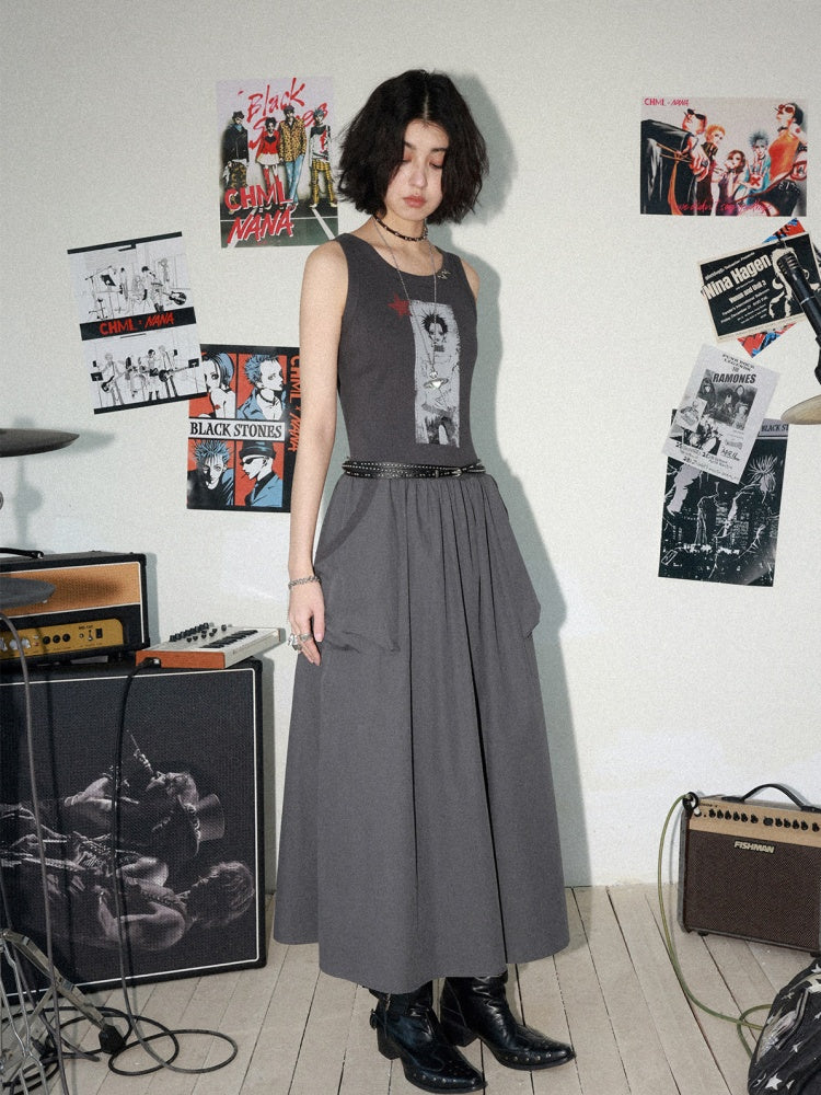 Chemical Girl × NANA Collaboration Character Print Silhouette Patchwork Sleeveless Dress【s0000016013】