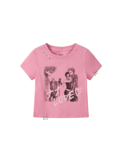 Chemical Girl × NANA Collaboration Metal Ring Slim Short-Sleeved T-Shirt【s0000016016】