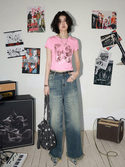 Chemical Girl × NANA Collaboration Metal Ring Slim Short-Sleeved T-Shirt【s0000016016】