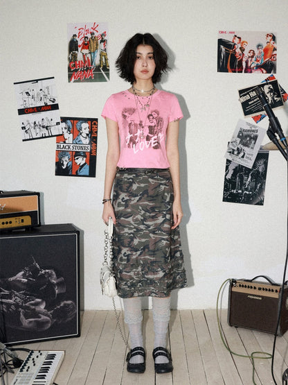 Chemical Girl × NANA Collaboration Metal Ring Slim Short-Sleeved T-Shirt【s0000016016】