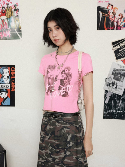 Chemical Girl × NANA Collaboration Metal Ring Slim Short-Sleeved T-Shirt【s0000016016】
