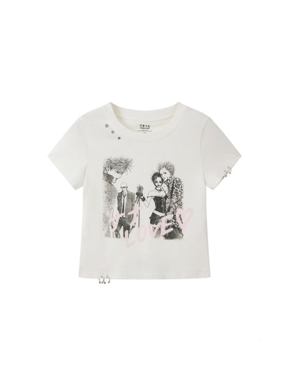 Chemical Girl × NANA Collaboration Metal Ring Slim Short-Sleeved T-Shirt【s0000016016】