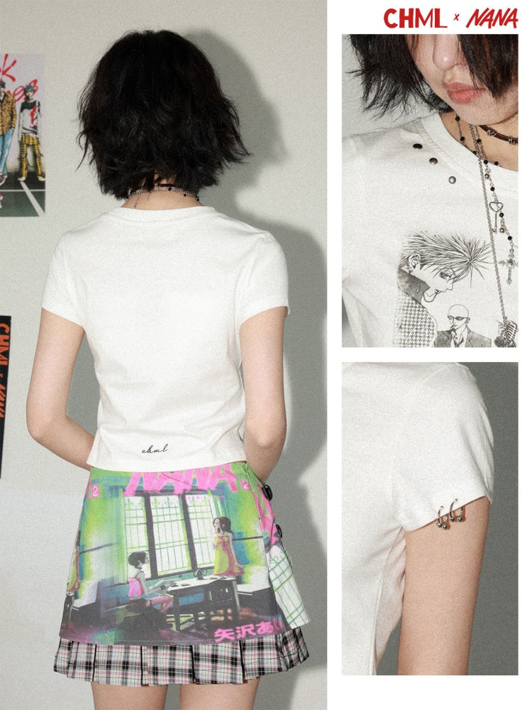 Chemical Girl × NANA Collaboration Metal Ring Slim Short-Sleeved T-Shirt【s0000016016】