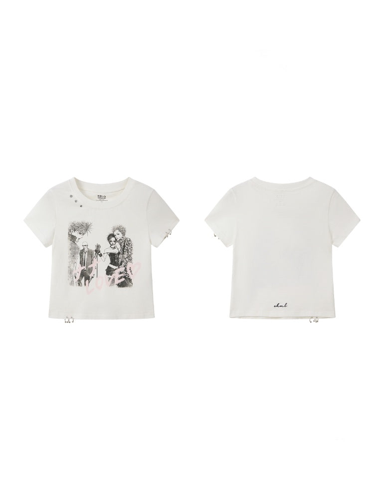 Chemical Girl × NANA Collaboration Metal Ring Slim Short-Sleeved T-Shirt【s0000016016】